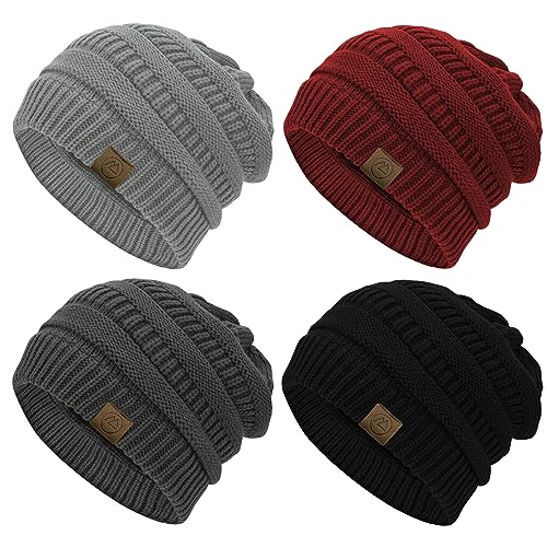 Zando Mütze Damen Winter Beanie Mütze Herren Damen Warme Strickmütze Camping Skifahren Outdoor-Aktivitäten 4 Paare Mehrfarbig A Einheitsgröße von Zando