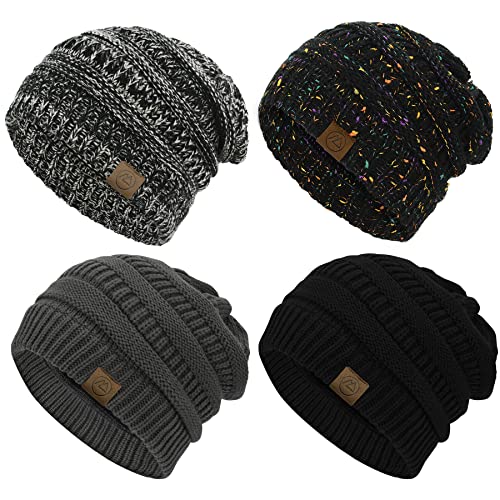 Zando Mütze Damen Winter Beanie Mütze Herren Damen Warme Strickmütze Camping Skifahren Outdoor-Aktivitäten 4 Paare Mehrfarbig B Einheitsgröße von Zando