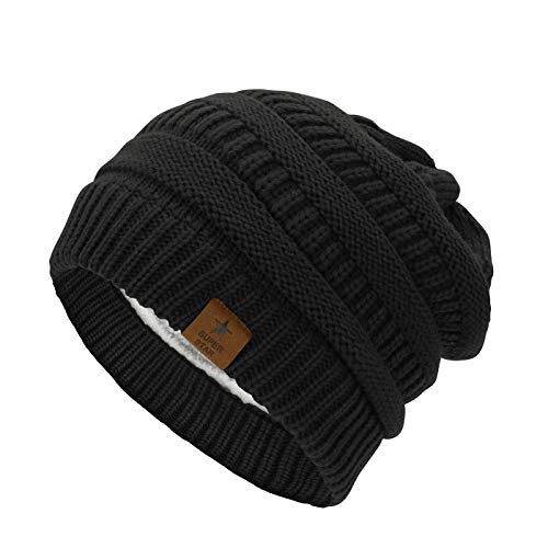 Zando Mütze Damen Winter Beanie Mütze Herren Damen Warme Strickmütze Camping Skifahren Outdoor-Aktivitäten Schwarz Einheitsgröße von Zando