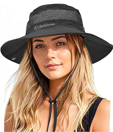 Zando Outdoor Sonnenhut UV Schutz Sommer Sonnenhut Unisex für den Außenbereich Boonie hat Fischerhut Herren Schwarz Einheitsgröße von Zando