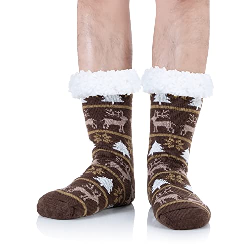 Zando Socken Herren 43-46 Weihnachtssocken Herren 43-46 Kuschelsocken Herren 43-46 Stoppersocken Herren Socken 43-46 Socken Weihnachten Herren Haussocken Herren Kuschelsocken Männer Kaffee von Zando