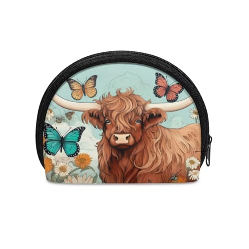 Zanxiantu Münzgeldbörse für Mädchen, Geldbörse, Kreditkartenhalter, Aufbewahrungstasche, Walllet-Tasche, Highland Cow Western Butterfly, Einheitsgröße, Tier von Zanxiantu