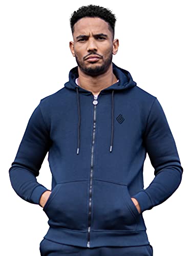 Enzo Herren-Kapuzenjacke mit Reißverschluss, Fleece, warm, für den Winter Gr. XL, navy von Ze ENZO