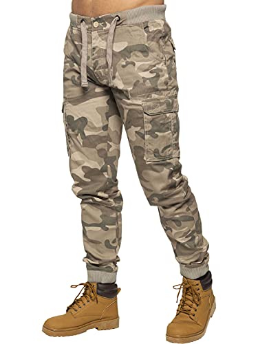 Enzo Herren-Jogginghose im Militär-Stil, Camouflage, Cargo-Arbeitshose, beige, 34 W/32 L von Ze ENZO