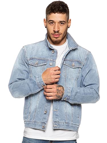 Ze ENZO Herren Denim Trucker JeansJacke Biker Klassische Western-Style (S, Hellblau) von Ze ENZO