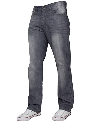 Ze ENZO Herren Straight Leg Jeanshose Blau blau Gr. 40W x 34L, grau von Ze ENZO