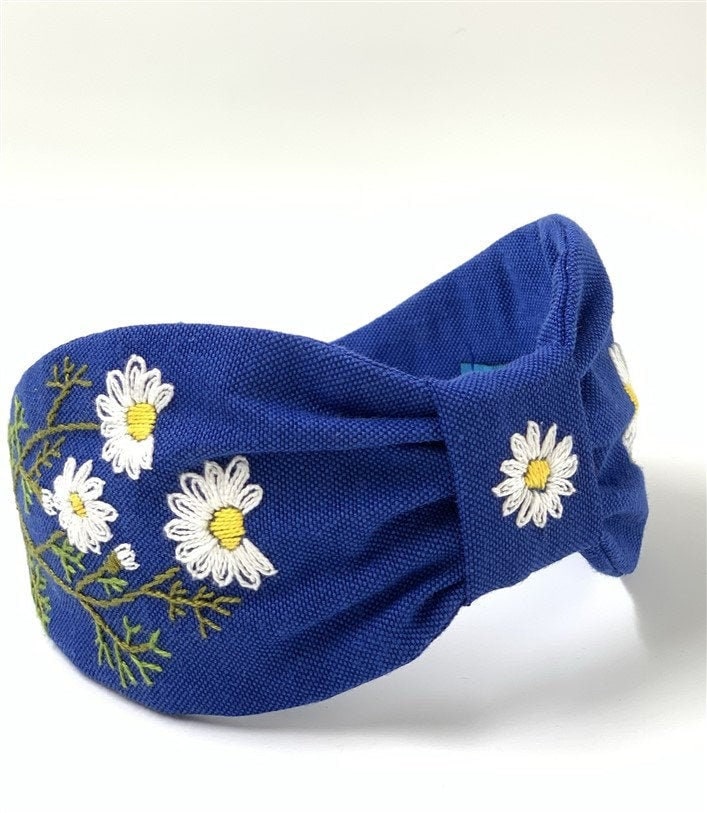 Damen Haar Accessoire, Daisy Besticktes Stirnband, Frauen Accessoire, Besticktes Handgemachtes Stirnband von ZeLiCeDesign