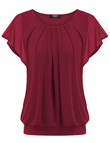 Zeagoo Damen Elegant Bluse Kurzarm Fledermaus Batwing Rundhals Bluse Shirts Sommer Weinrot S Zeagoo Damen Elegant Bluse Kurzarm Fledermaus Batwing Rundhals Bluse Shirts Sommer Weinrot S von Zeagoo