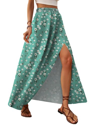 Zeagoo Damen Rock Elegant Sommer Langrock Elastisch Taille Boho Blumen Midirock Lässig Hohe Schlitz Röcke A-Line Leicht Maxi Strandrock Hellblau Blumenmuster L Zeagoo Damen Rock Elegant Sommer Langrock Elastisch Taille Boho Blumen Midirock Lässig Hohe Schlitz Röcke A-Line Leicht Maxi Strandrock Hellblau Blumenmuster L von Zeagoo