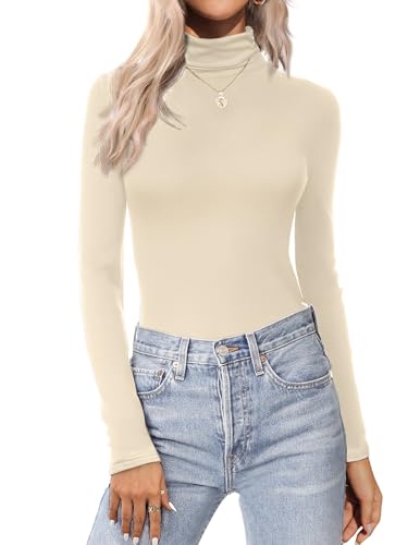 Zeagoo Damen Rollkragenshirt Long Sleeve Herbst Shirt Basic Tops Turtleneck Weich Slim Fit T-Shirt für Winter Cremefarben L Zeagoo Damen Rollkragenshirt Long Sleeve Herbst Shirt Basic Tops Turtleneck Weich Slim Fit T-Shirt für Winter Cremefarben L von Zeagoo