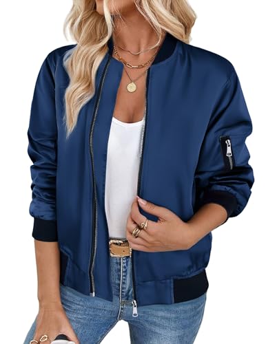 Zeagoo Übergangsjacke Damen Kurze Bomberjacke Elegant Leichte Fliegerjacke Casual Basic Jacke Outwear für Fruhling Blau Zeagoo Übergangsjacke Damen Kurze Bomberjacke Elegant Leichte Fliegerjacke Casual Basic Jacke Outwear für Fruhling Blau von Zeagoo