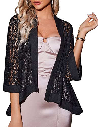 Zeagoo Women's Casual Lace Crochet Cardigan 3 4 Sleeve Sheer Cover up Jacket Plus Size von Zeagoo