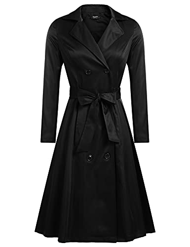 Zeagoo Womens Slim Double-Breasted Wind Coats,Black,XX-Large von Zeagoo