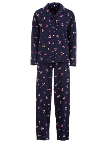 Zeitlos Pyjama Damen Schlafanzug Thermo Langarm Winter Set Blümchen, Farbe:Navy, Größe:XXL von Zeitlos