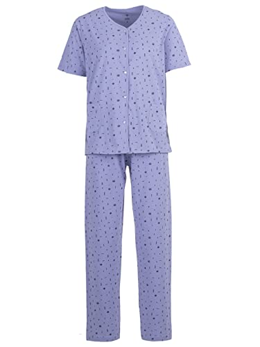 Zeitlos Pyjama Set Damen Kurzarm Knöpfe Allover-Druck, Farbe:Flieder, Größe:M von Zeitlos