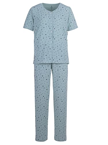 Zeitlos Pyjama Set Damen Kurzarm Knöpfe Allover-Druck, Farbe:Mint, Größe:XXL von Zeitlos
