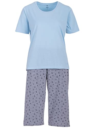 Zeitlos Pyjama Shorty Damen Schmetterling Rundhalsausschnitt Baumwolle Capri M-2XL, Farbe:blau, Größe:L von Zeitlos