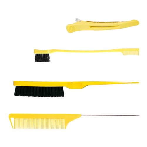 Haarstyling-Kamm-Set, Haarbürste, Schwanzkamm, Kantenbürste für Kanten, Rückenbürsten, Kämmen, Zupfen für Frauen, Teasing, Haarbürste, glatte Rückseite, Haarbürste, doppelseitiges Set, 4-teilig von Zeizafa