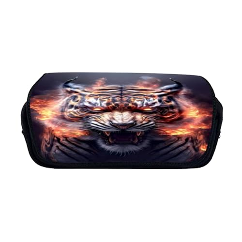 Zelbuck Federmäppchen Für Jungen Mit Tiger Print, Tier-Tiger-Druck Tasche Mit Reißverschluss Für Schule Und Kinder Pencil Case, Schreibwaren-Organizer (Styple 1#,20 * 10 * 9cm) von Zelbuck