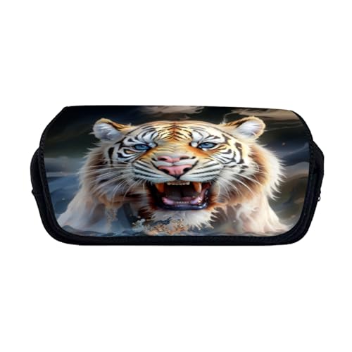 Zelbuck Federmäppchen Tiger Große Teenager Federtasche Pencil Case mit großen Fächern für Schule, mäppchen Tiger Federmäppchen, Schreibwaren, Büro und Reisen, Schulranzen (Styple 1#,20 * 10 * 9cm) von Zelbuck