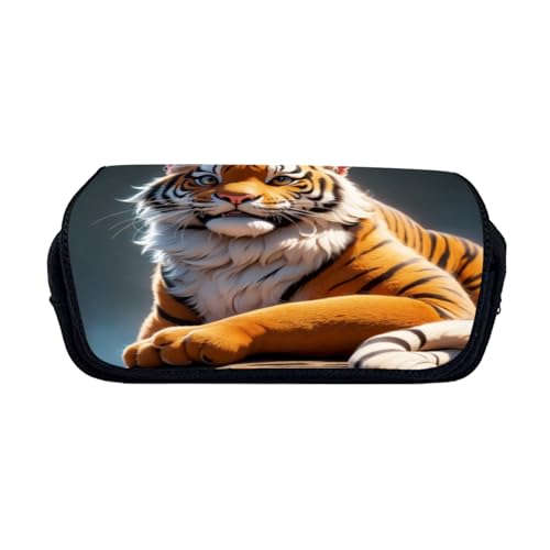 Zelbuck Tiger große Federmäppchen Federmäppchen für Kinder mit 2 Fächern, Federmäppchen, Federmäppchen, Taschen-Organizer (Styple 10#,20 * 10 * 9cm) von Zelbuck