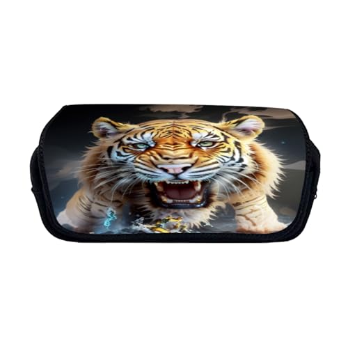 Zelbuck Tiger große Federmäppchen Federmäppchen für Kinder mit 2 Fächern, Federmäppchen, Federmäppchen, Taschen-Organizer (Styple 6#,20 * 10 * 9cm) von Zelbuck