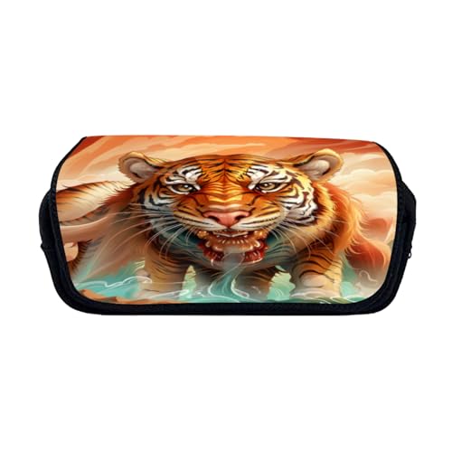 Zelbuck Tiger große Federmäppchen Federmäppchen für Kinder mit 2 Fächern, Federmäppchen, Federmäppchen, Taschen-Organizer (Styple 7#,20 * 10 * 9cm) von Zelbuck