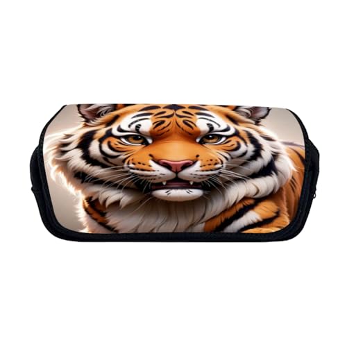 Zelbuck Tiger große Federmäppchen Federmäppchen für Kinder mit 2 Fächern, Federmäppchen, Federmäppchen, Taschen-Organizer (Styple 8#,20 * 10 * 9cm) von Zelbuck