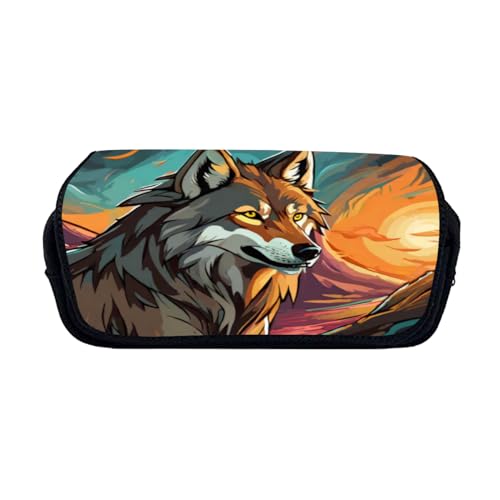 Zelbuck Wolf Federmäppchen-Box,Schulbedarf, Tasche,Galaxy Wolf Bleistifttasche Jungen Coole Frauen Make-up Tasche Cool Tier Stiftetui Kind Mädchen Schreibwaren Schulbedarf (Styple 1#,20 * 10 * 9cm) von Zelbuck