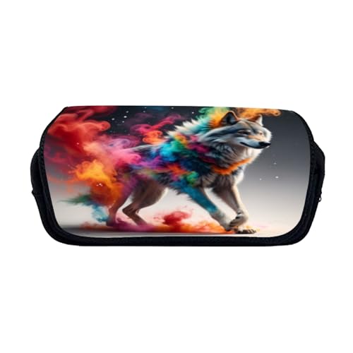 Zelbuck Wolf Federmäppchen-Box,Schulbedarf, Tasche,Galaxy Wolf Bleistifttasche Jungen Coole Frauen Make-up Tasche Cool Tier Stiftetui Kind Mädchen Schreibwaren Schulbedarf (Styple 10#,20 * 10 * 9cm) von Zelbuck