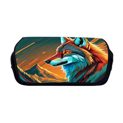 Zelbuck Wolf Federmäppchen-Box,Schulbedarf, Tasche,Galaxy Wolf Bleistifttasche Jungen Coole Frauen Make-up Tasche Cool Tier Stiftetui Kind Mädchen Schreibwaren Schulbedarf (Styple 2#,20 * 10 * 9cm) von Zelbuck