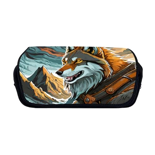 Zelbuck Wolf Federmäppchen-Box,Schulbedarf, Tasche,Galaxy Wolf Bleistifttasche Jungen Coole Frauen Make-up Tasche Cool Tier Stiftetui Kind Mädchen Schreibwaren Schulbedarf (Styple 3#,20 * 10 * 9cm) von Zelbuck