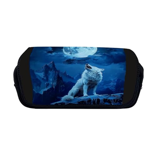 Zelbuck Wolf Federmäppchen-Box,Schulbedarf, Tasche,Galaxy Wolf Bleistifttasche Jungen Coole Frauen Make-up Tasche Cool Tier Stiftetui Kind Mädchen Schreibwaren Schulbedarf (Styple 5#,20 * 10 * 9cm) von Zelbuck