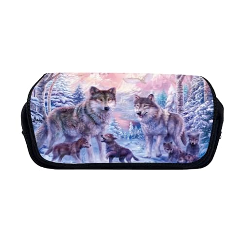 Zelbuck Wolf Federmäppchen Für Kinder, Schule, Federmäppchen, Mit Blauer Galaxy-Wolf-Aufdruck, Schreibwarentaschen Für Schule, Büro (Styple 4#,20 * 10 * 9cm) von Zelbuck