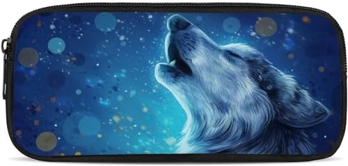 Zelbuck Wolf Kinder Federmäppchen, tragbar, für Stifte, Tragetasche Animal Pattern Pencil Case Schulbedarf, Wolf Federmäppchen (Animal Wolf,21.8 * 10.9 * 4.3cm) von Zelbuck