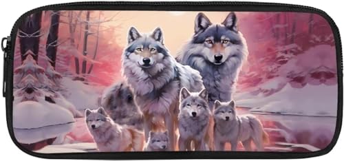 Zelbuck Wolf Kinder Federmäppchen, tragbar, für Stifte, Tragetasche Animal Pattern Pencil Case Schulbedarf, Wolf Federmäppchen (Wolf-Stil,21.8 * 10.9 * 4.3cm) von Zelbuck