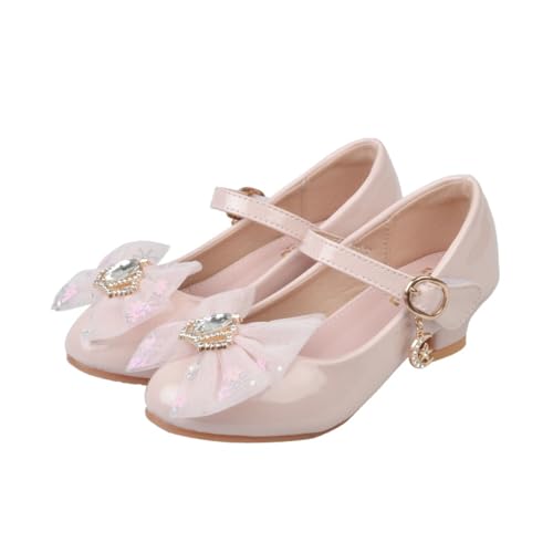 Zelbuk Mädchen Prinzessin Schuhe Kristall Kronen Bowknot Schulschuhe Elegante Stöckelschuhe Für Kostüm Zubehör Karneval Verkleidung Party Aufführung Fasching Tanzball (Rosa,26EU) von Zelbuk