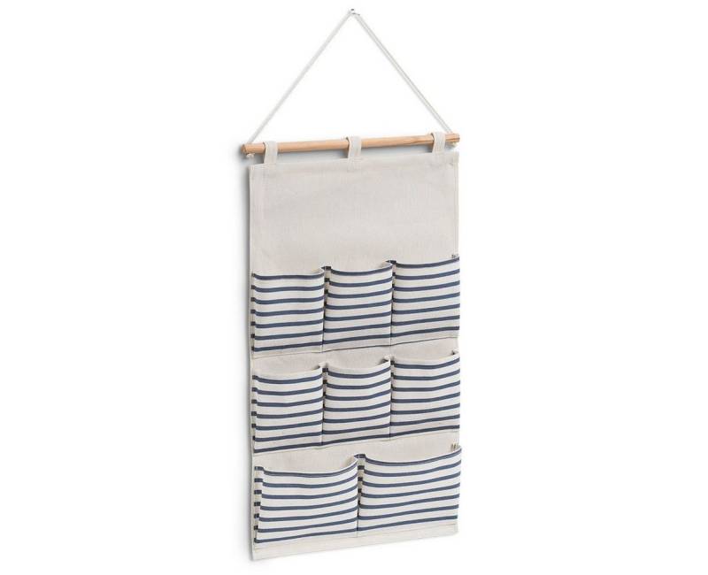Zeller Present Hosenträger Hänge-Aufbewahrung "Stripes 8 Fächer, Baumwolle/Polyester, blau, 35 x 60 cm von Zeller Present