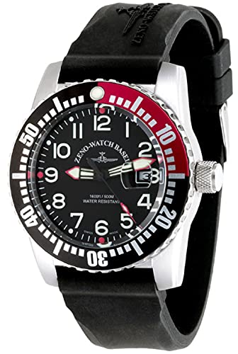 Zeno Herren Analog Quarz Uhr mit Gummi Armband 6349Q_B_R von Zeno