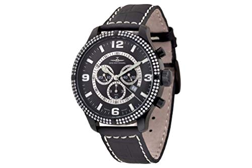 Zeno-Watch Herrenuhr - OS Retro Chrono Parisienne Black - 8830Q-bk-h1 von Zeno