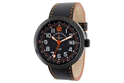 Zeno-Watch Herrenuhr - Rondo GMT (Dual Time) Black&orange - B554Q-GMT-bk-a15 von Zeno