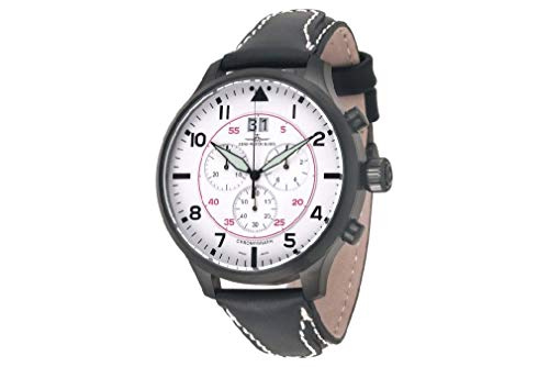 Zeno-Watch Herrenuhr - Super Oversized Chrono Big Date Navigator Black&White - 6221N-8040Q-bk-a2 von Zeno