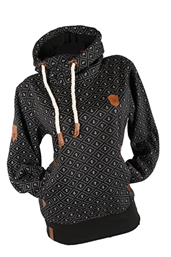 Zeralda Damen Kapuzenpullover Hoodie Sweatshirt warmer Fleece Pulli Punkte Anker M - 3XL (XL, Schwarz) von Zeralda