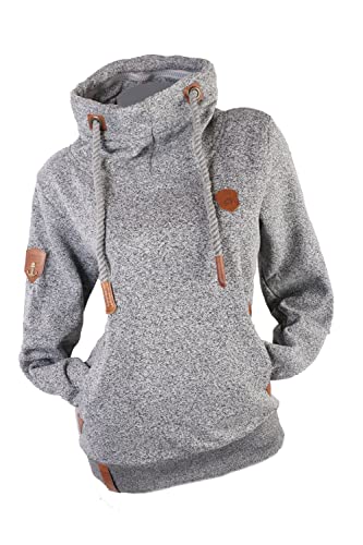 Zeralda Damen Pullover Sweatshirt Stehkragen Pulli warm Fleece gefüttert meliert M L XL 2XL 3XL (Grau-meliert, XXL) von Zeralda