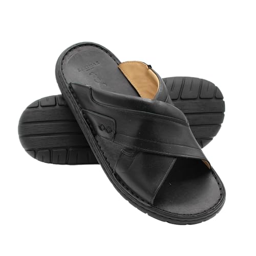 Zerimar Herren-Sandalen für den Sommer, Ledersandalen, Flip-Flops, Kinder-Flip-Flops, Wandersandalen für Herren, Trekkingschuhe, Schwarz , 40 EU von Zerimar