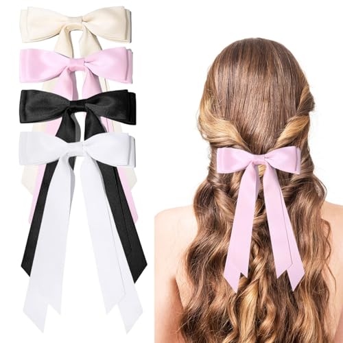 Zernblend 4 Stück Haarschleife Damen, Haarspangen mit Schleife, Schleife Haare Mädchen Haarschmuck Hair Bows für Party, Frauen, Mädchen von Zernblend