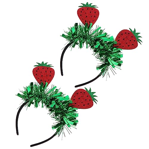 Zerodeko 2 Stück Erdbeerförmiges Stirnband Haarreifen Obst-Stirnbänder Für Mädchen Süße Obst-Stirnbänder Sommer-Hawaiian-Stirnbänder Hawaii-Party von Zerodeko