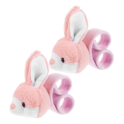 Zerodeko 2 Stück Plüsch-Schlagarmband Hasen-Schlagarmbänder Stofftier-Schlagarmbänder Huggables Plüschtiere Schlagarmband Hasen-Schlagarmband Für Kinder Rosa von Zerodeko