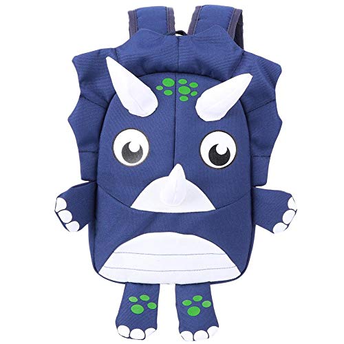 Zerodis Dinosaurier Kinder kleiner Rucksack, süße Kleinkind Schultasche mit Sicherheitsleine wasserdicht Vorschule Cartoon Rucksack für Kinder(Dunkelblau) von Zerodis