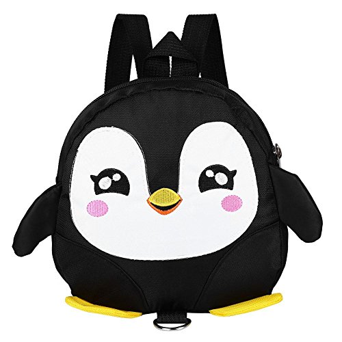 Rucksack Kinderrucksäcke Backpack Schultasche 3D Pinguin Kinder Kleinkinder mit Sicherheitsleine(Schwarz) von Zerodis